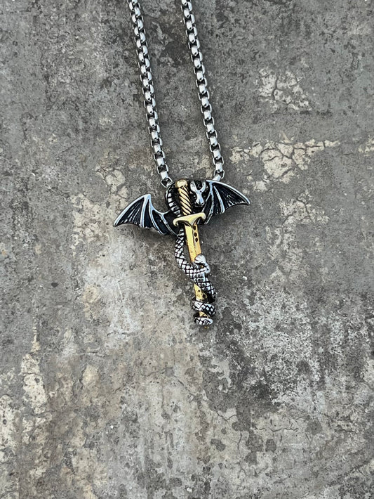 Vintage Snake and Sword Pendant