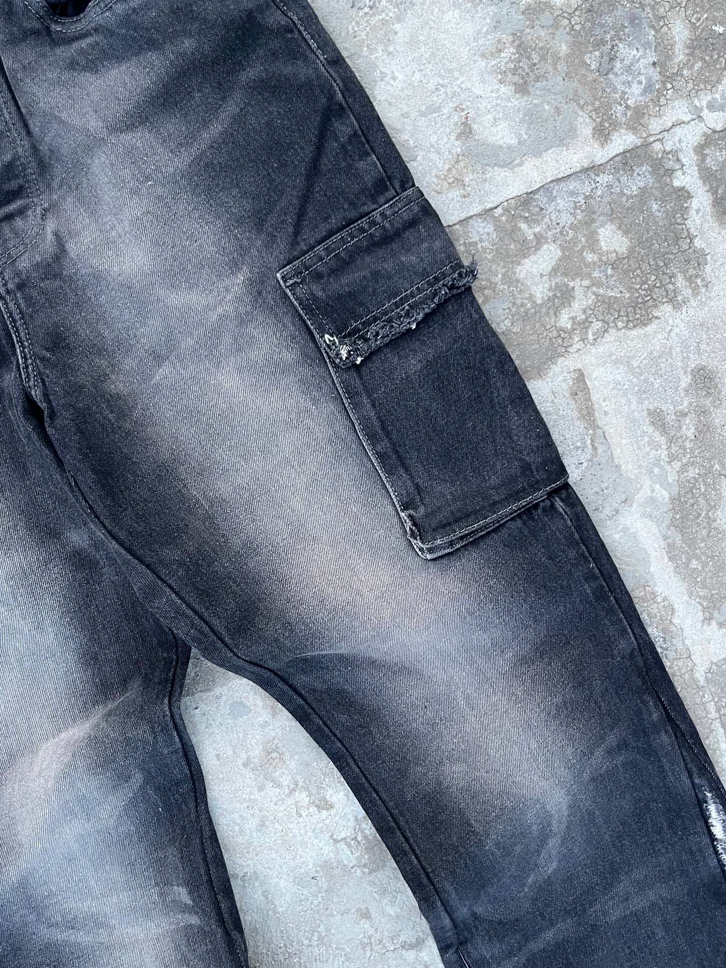 Firetrap Y2K Black Flared Distressed Jeans (32)