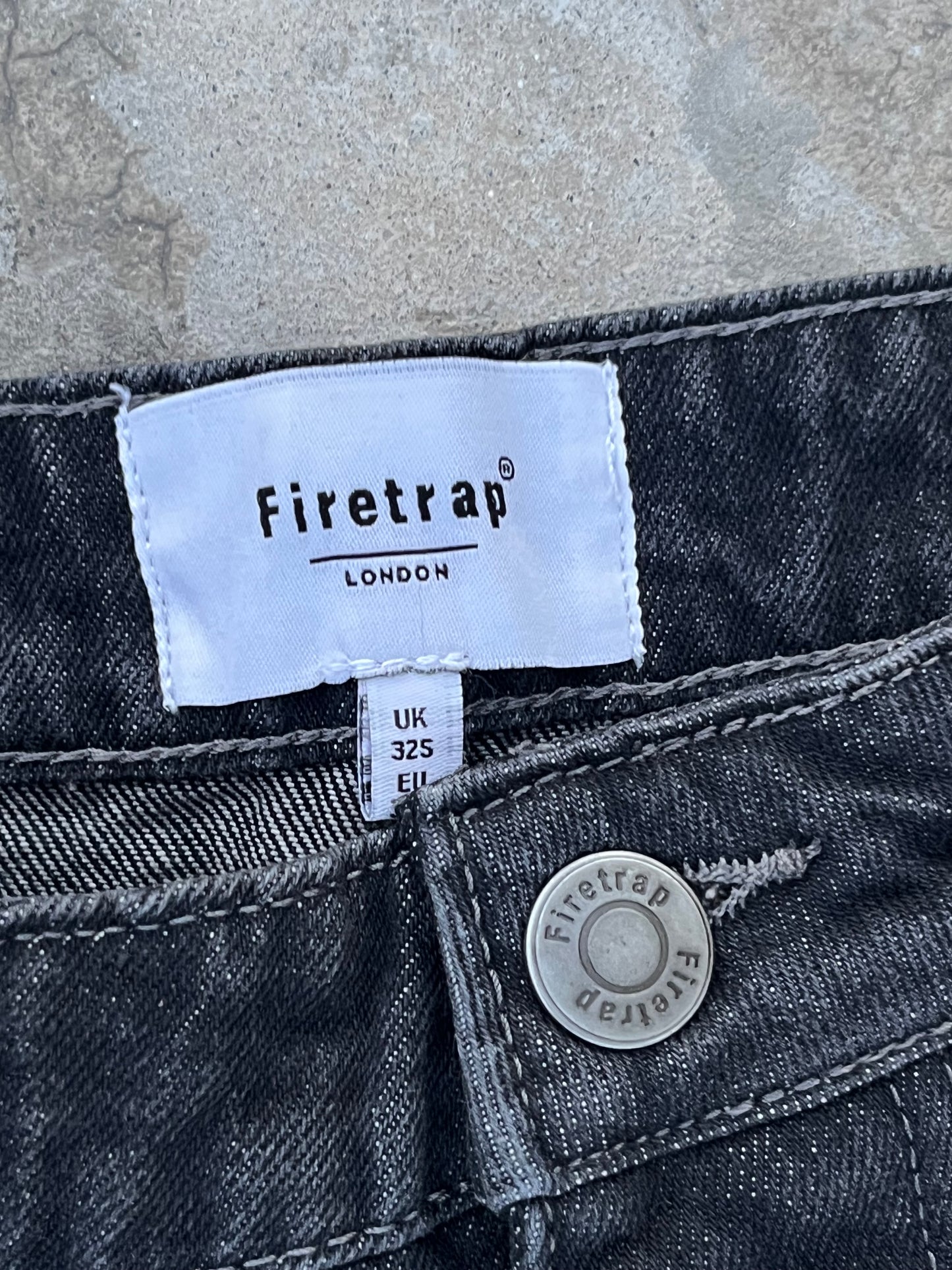 Firetrap Y2K Black Flared Distressed Jeans (32)