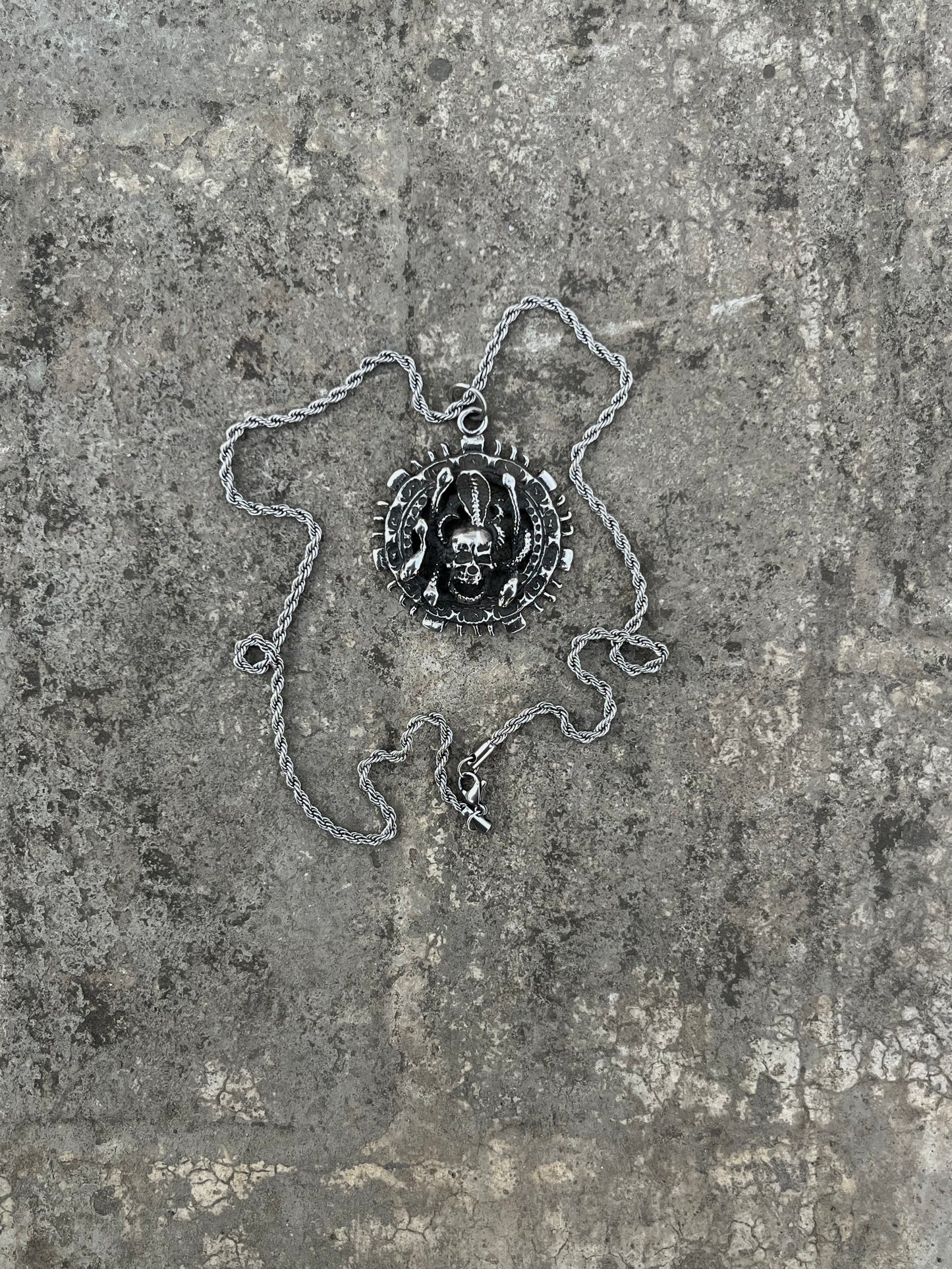 Vintage Skull and Snakes Shield Pendant
