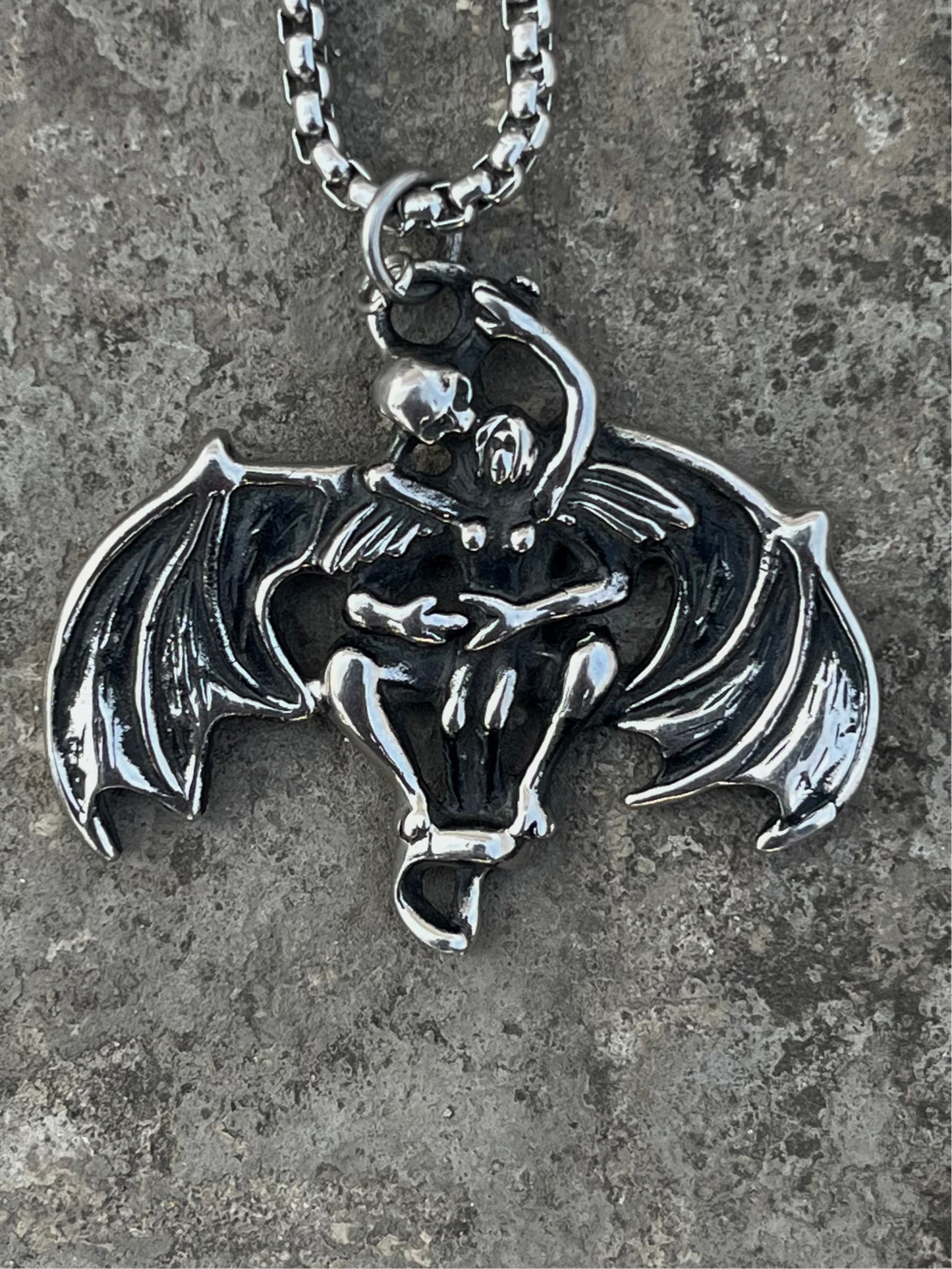 Vintage Silver Winged Gargoyle Pendant