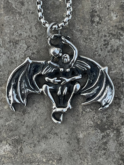 Vintage Silver Winged Gargoyle Pendant