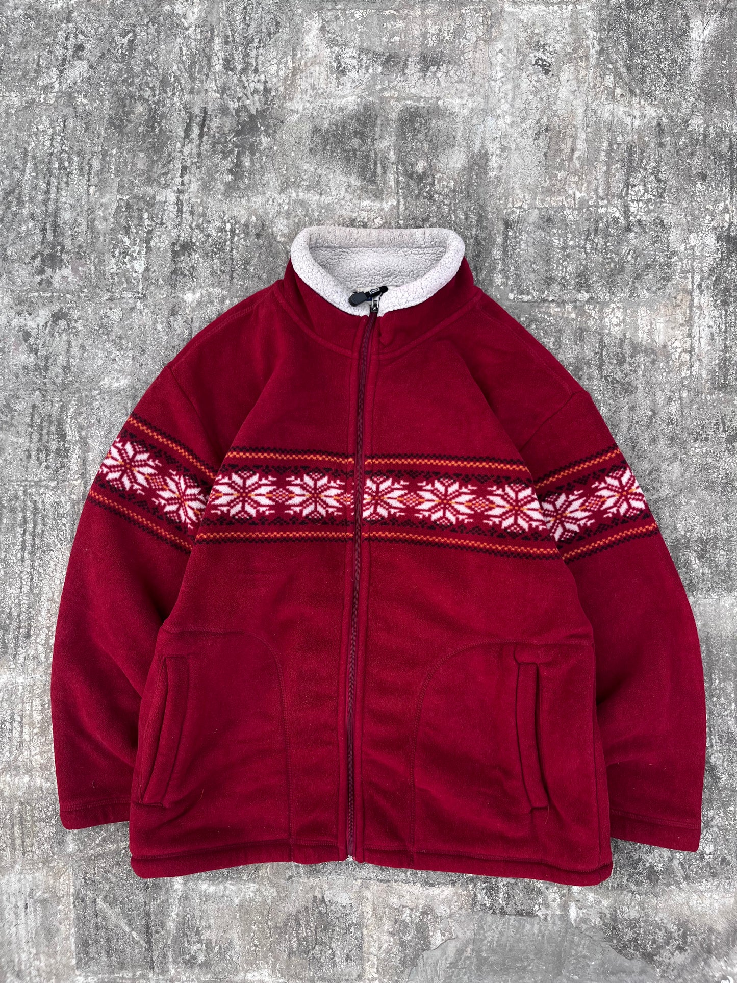 Cosby Red Snowflake Zipper Jacket (L)