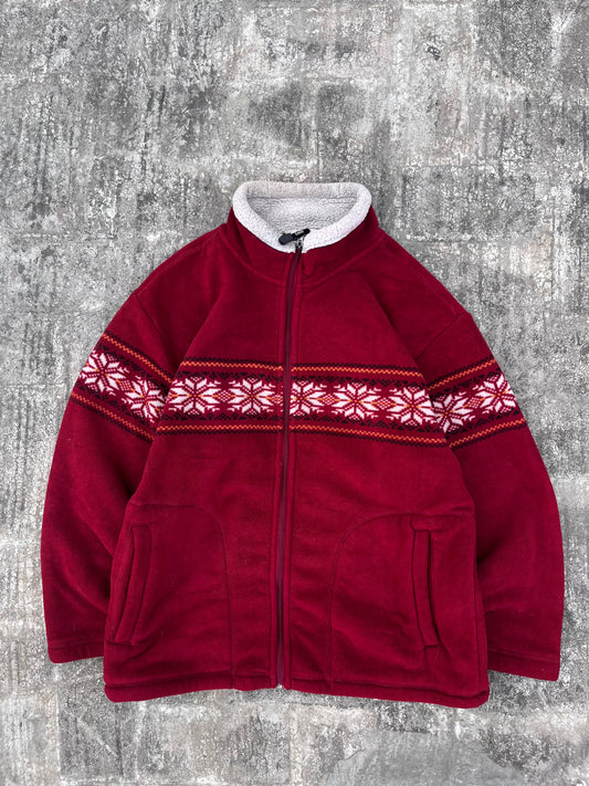Cosby Red Snowflake Zipper Jacket (L)