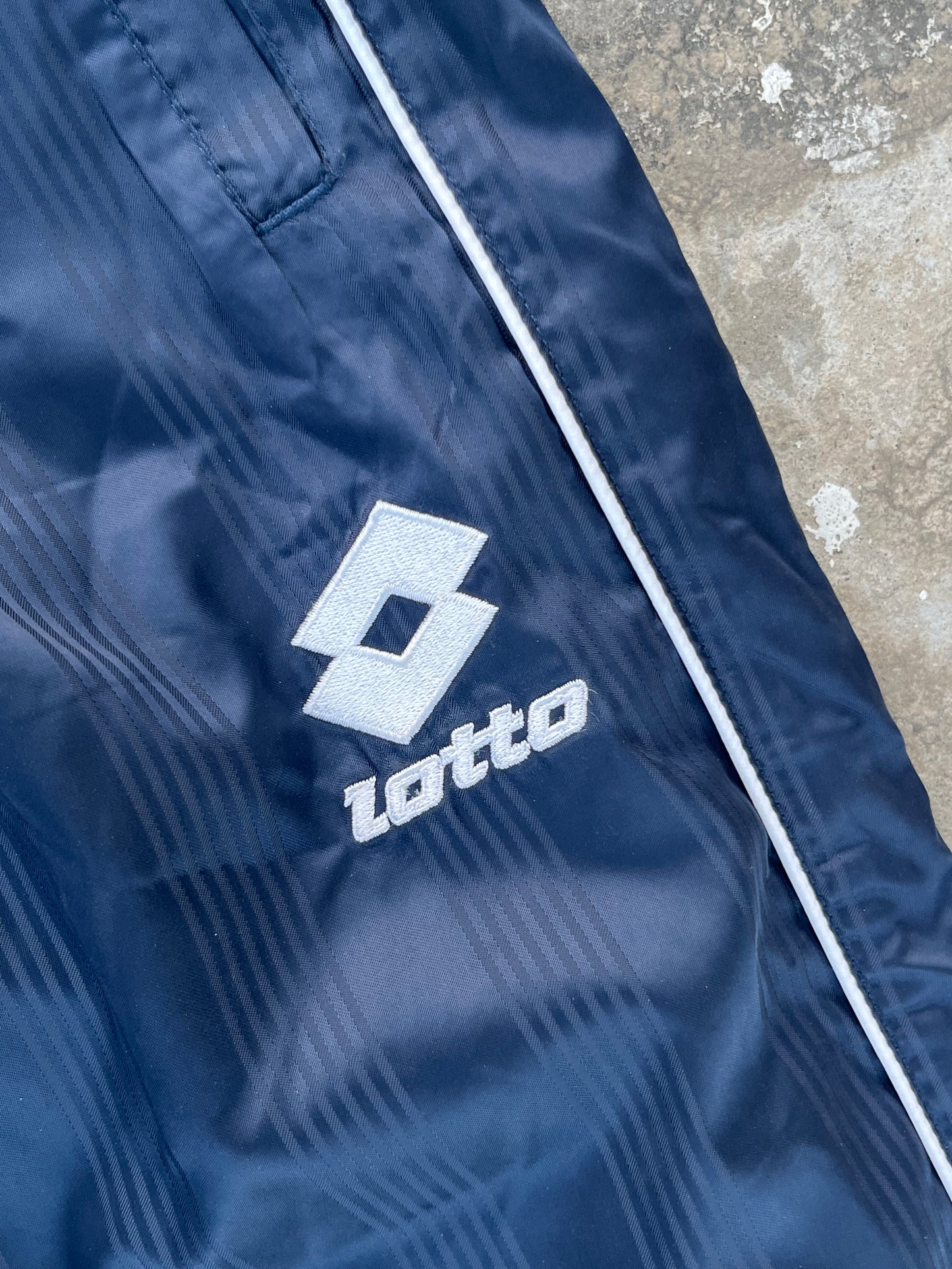 Vintage Lotto Shiny Blue Stripes/ Pink Baggy Trackpants (M)