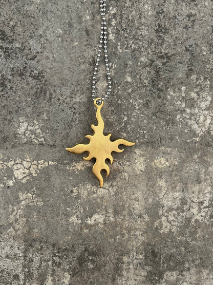 Vintage Flaming Star Skull Pendant