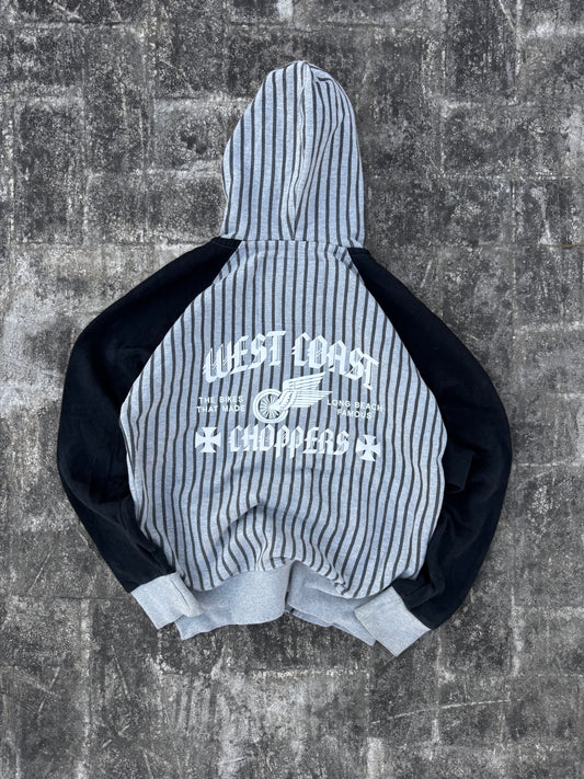 Vintage Y2K West Coast Choppers Long Beach Pinstripe Full Zip Hoodie (M)