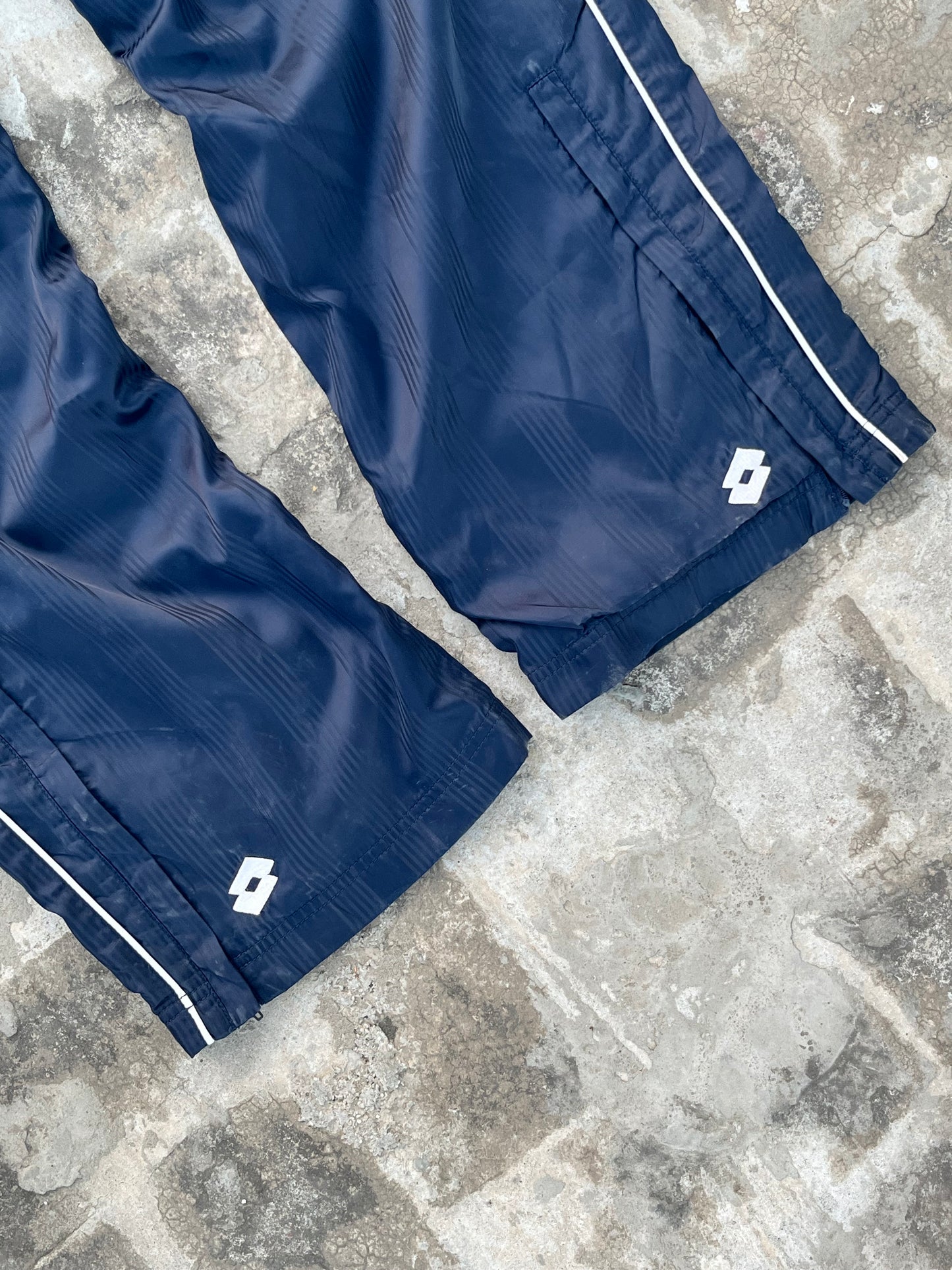 Vintage Lotto Shiny Blue Stripes/ Pink Baggy Trackpants (M)