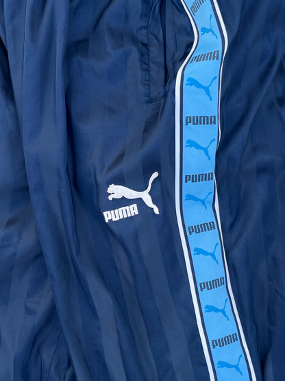 Vintage Puma Shiny Blue Stripes Baggy Trackpants (L/XL)