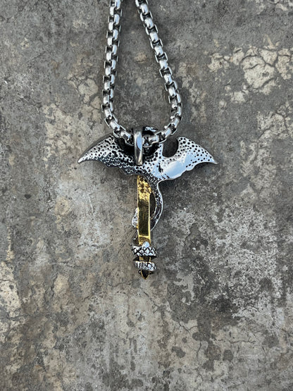 Vintage Snake and Sword Pendant
