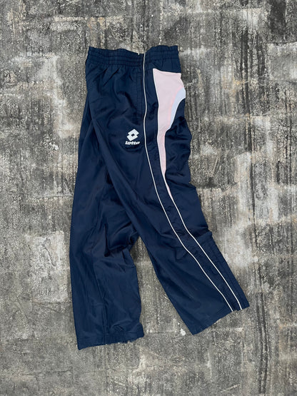 Vintage Lotto Shiny Blue Stripes/ Pink Baggy Trackpants (M)