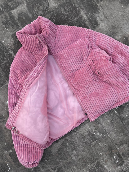 Pink Corduroy Puffer Jacket