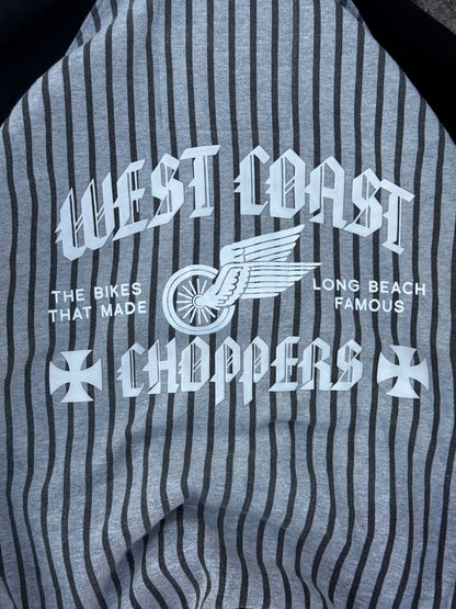 Vintage Y2K West Coast Choppers Long Beach Pinstripe Full Zip Hoodie (M)