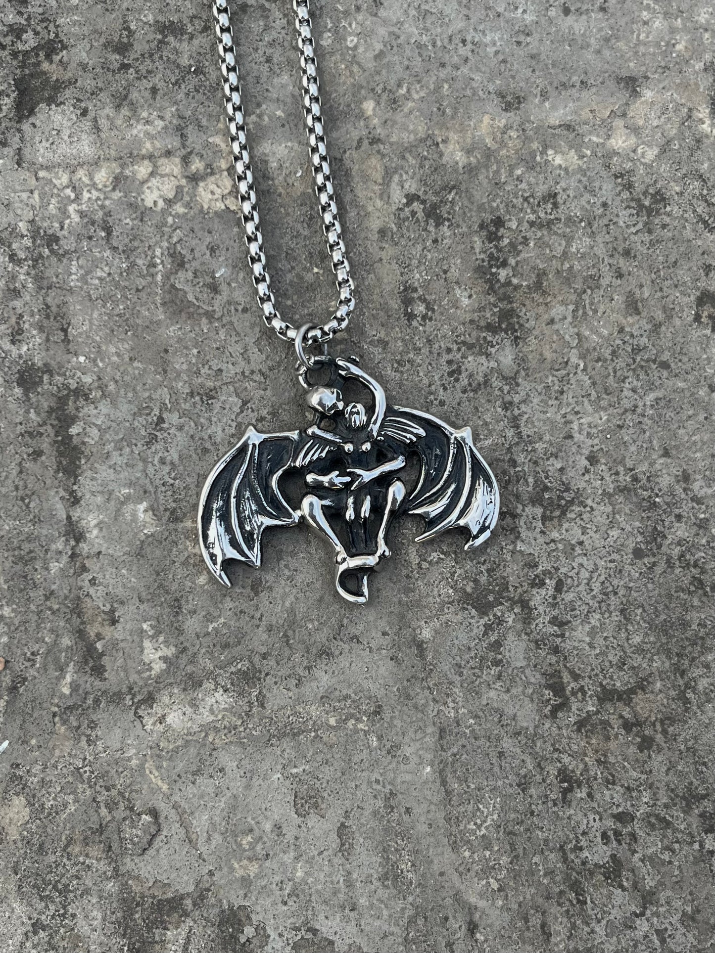 Vintage Silver Winged Gargoyle Pendant