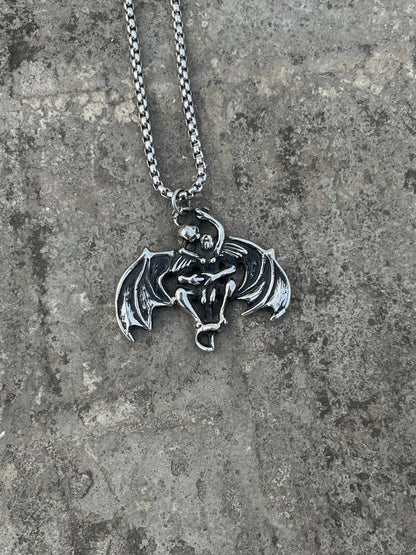 Vintage Silver Winged Gargoyle Pendant
