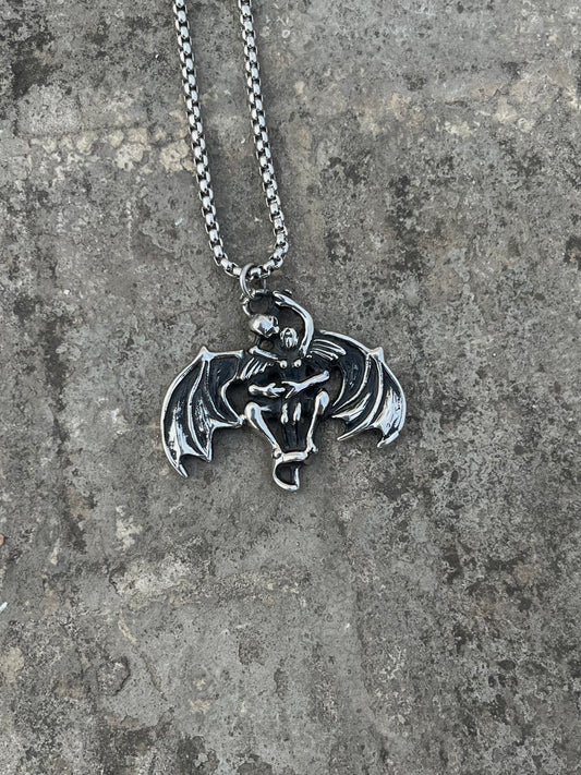 Vintage Silver Winged Gargoyle Pendant