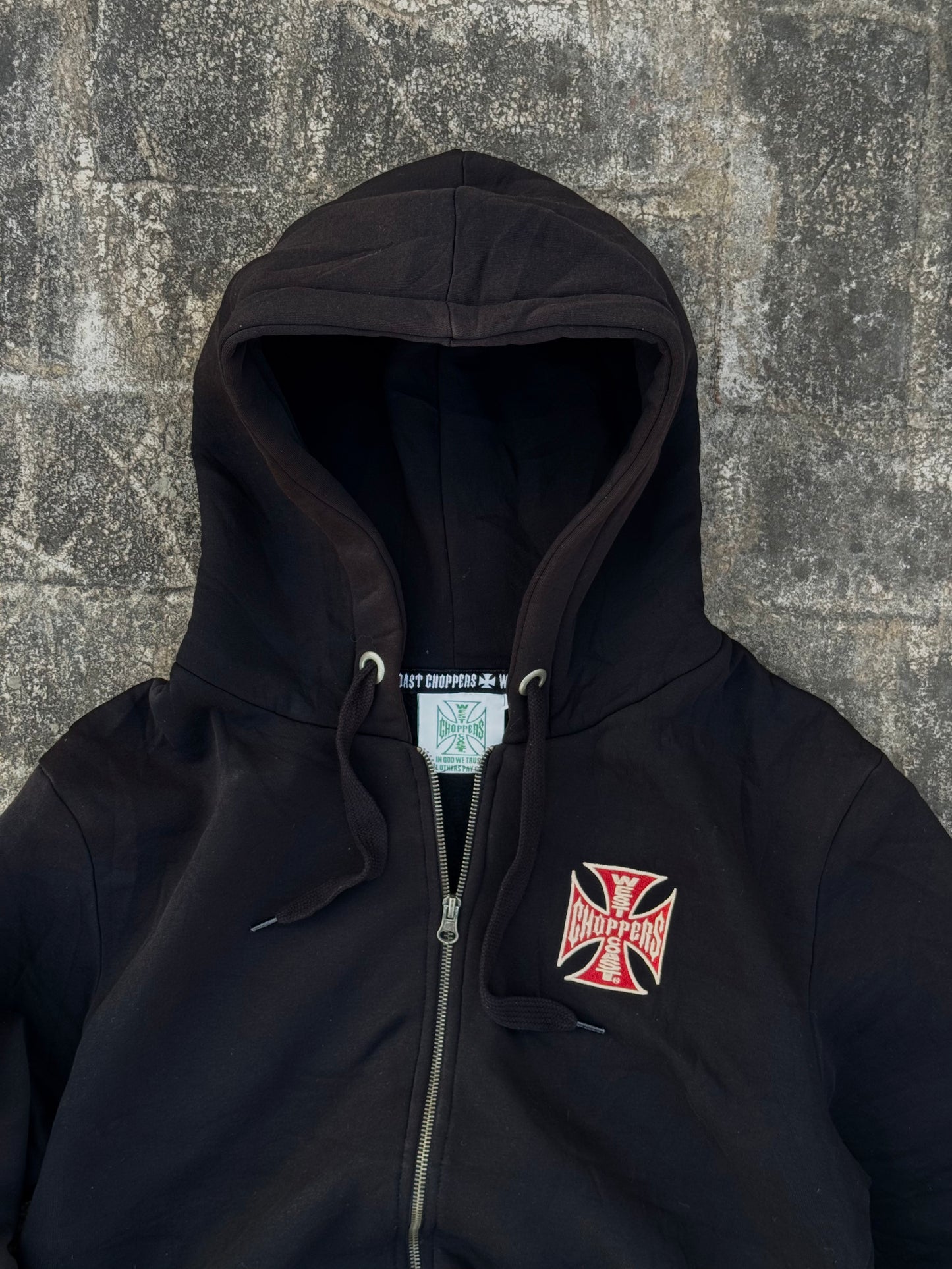 Vintage West Coast Choppers "El Diablo" Zip-Up Hoodie - Straight to Hell Sleeve - Early 2000s Y2K Biker (M)