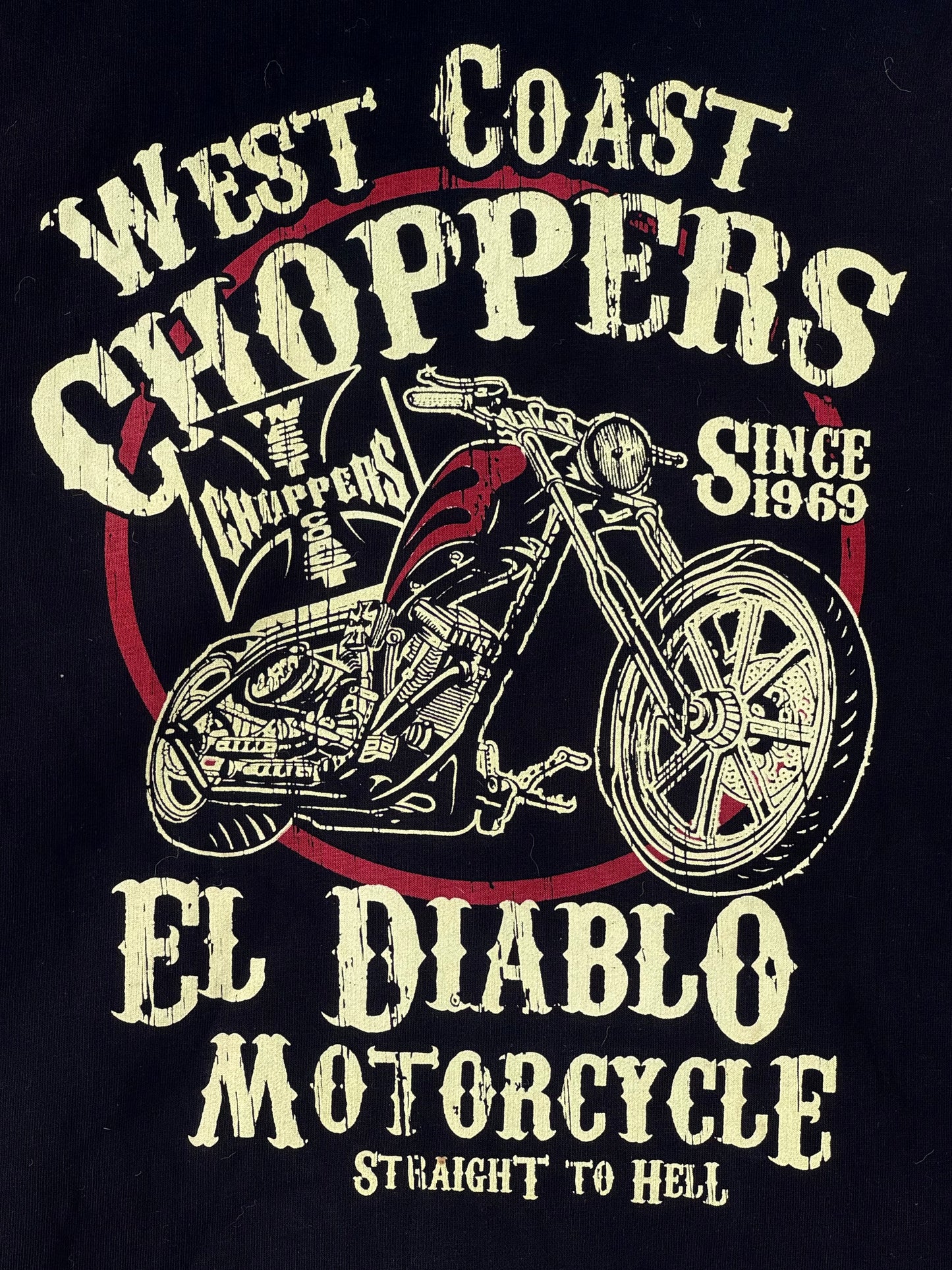 Vintage West Coast Choppers "El Diablo" Zip-Up Hoodie - Straight to Hell Sleeve - Early 2000s Y2K Biker (M)