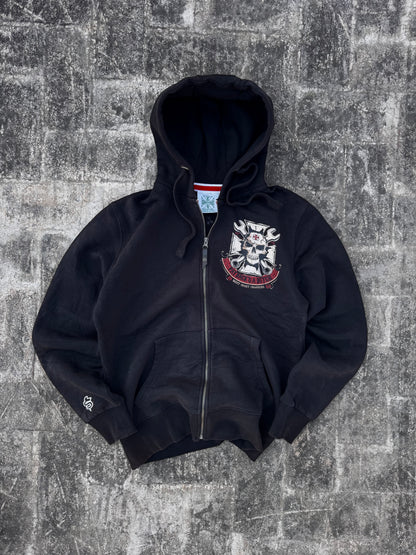 West Coast Choppers Mechanic Zip Hoodie Black Vintage 2010s WCC Skull (M)
