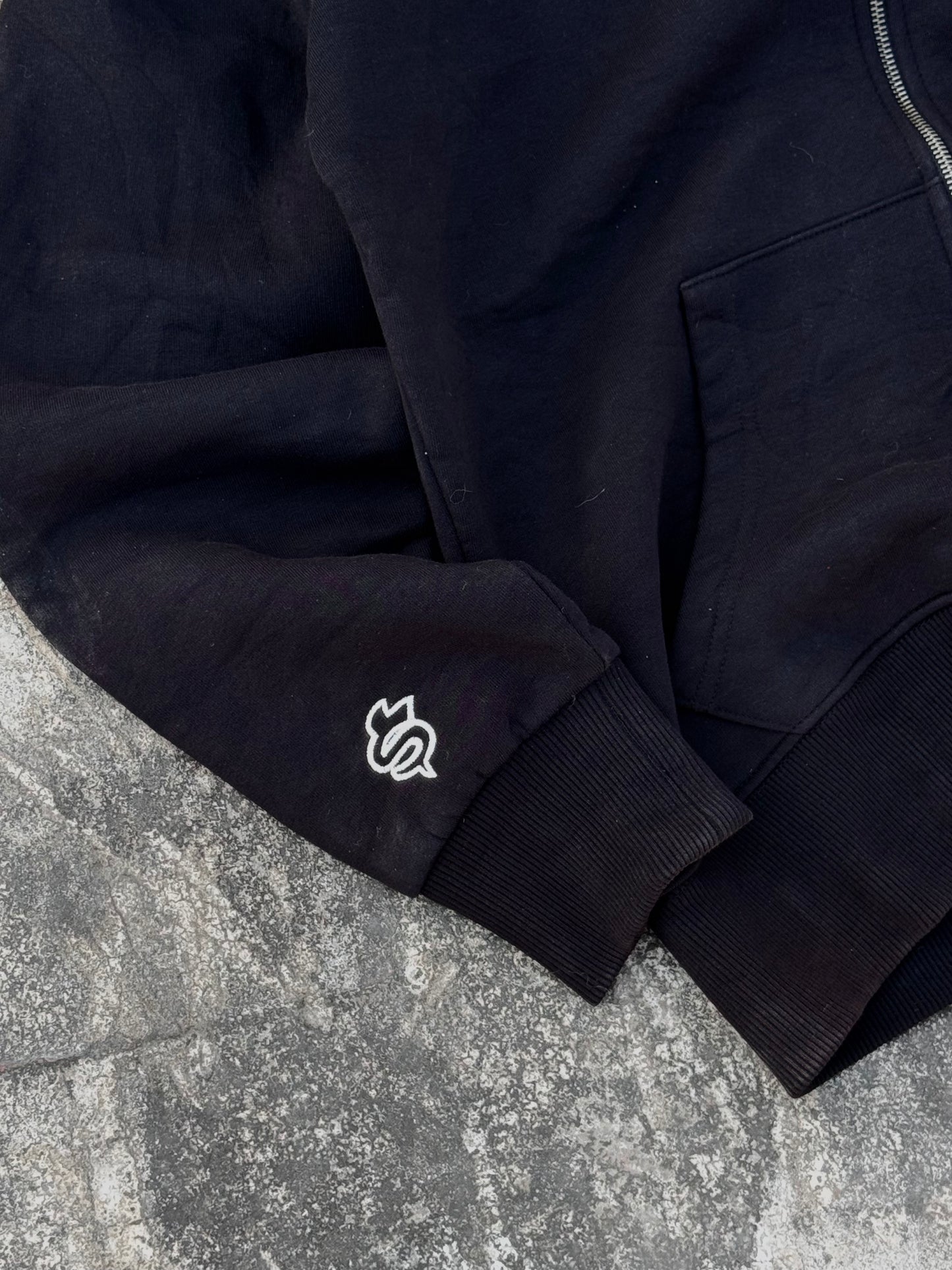 West Coast Choppers Mechanic Zip Hoodie Black Vintage 2010s WCC Skull (M)