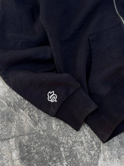 West Coast Choppers Mechanic Zip Hoodie Black Vintage 2010s WCC Skull (M)