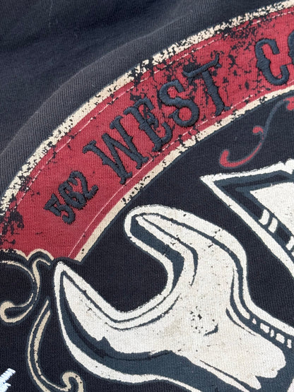 West Coast Choppers Mechanic Zip Hoodie Black Vintage 2010s WCC Skull (M)