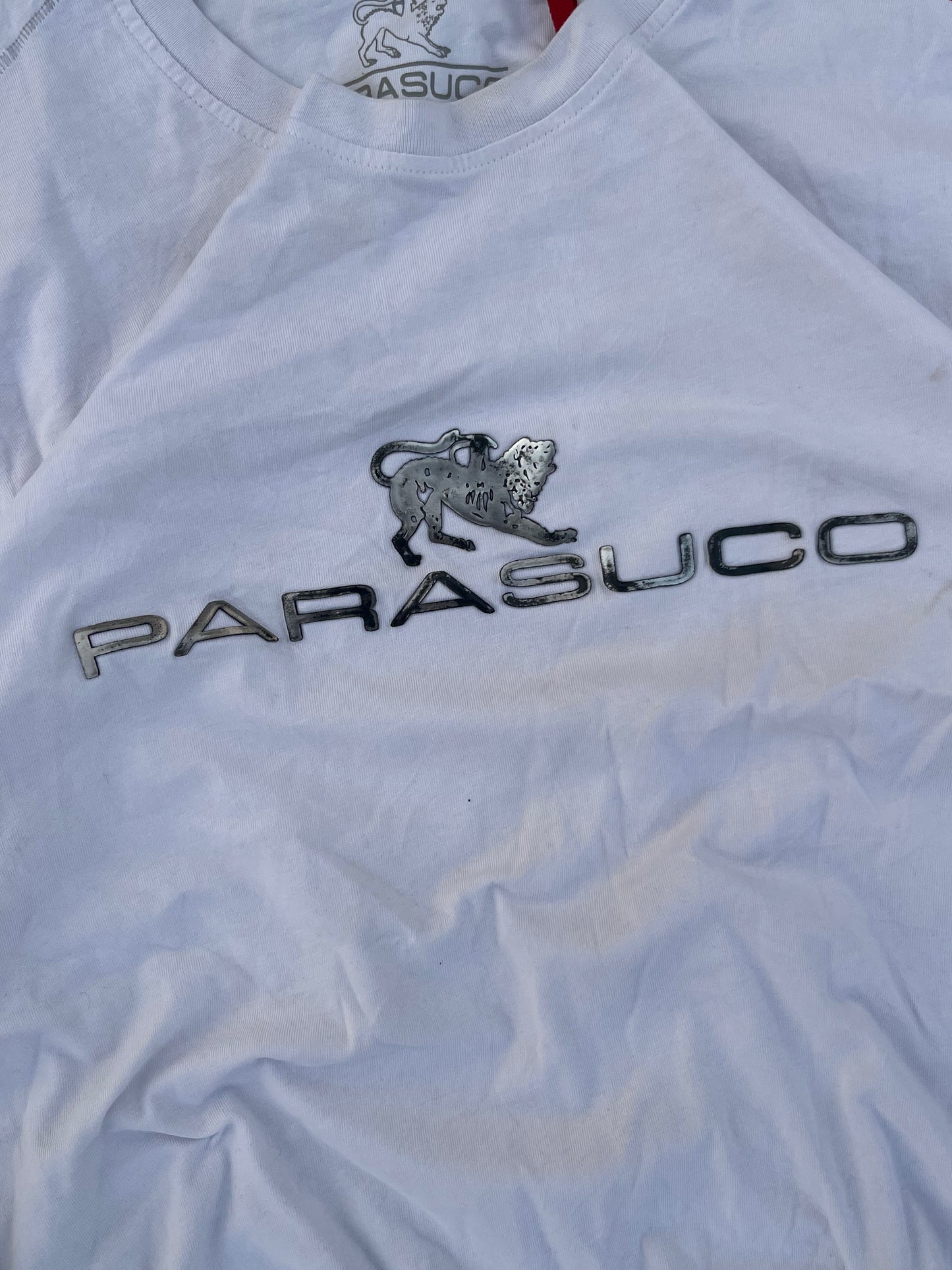 White Parasuco Metallic Logo Full Sleeves Tee (L/XL)
