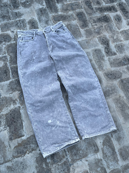 Pull and Bear Grey Stone Washed Baggy Jeans (34)