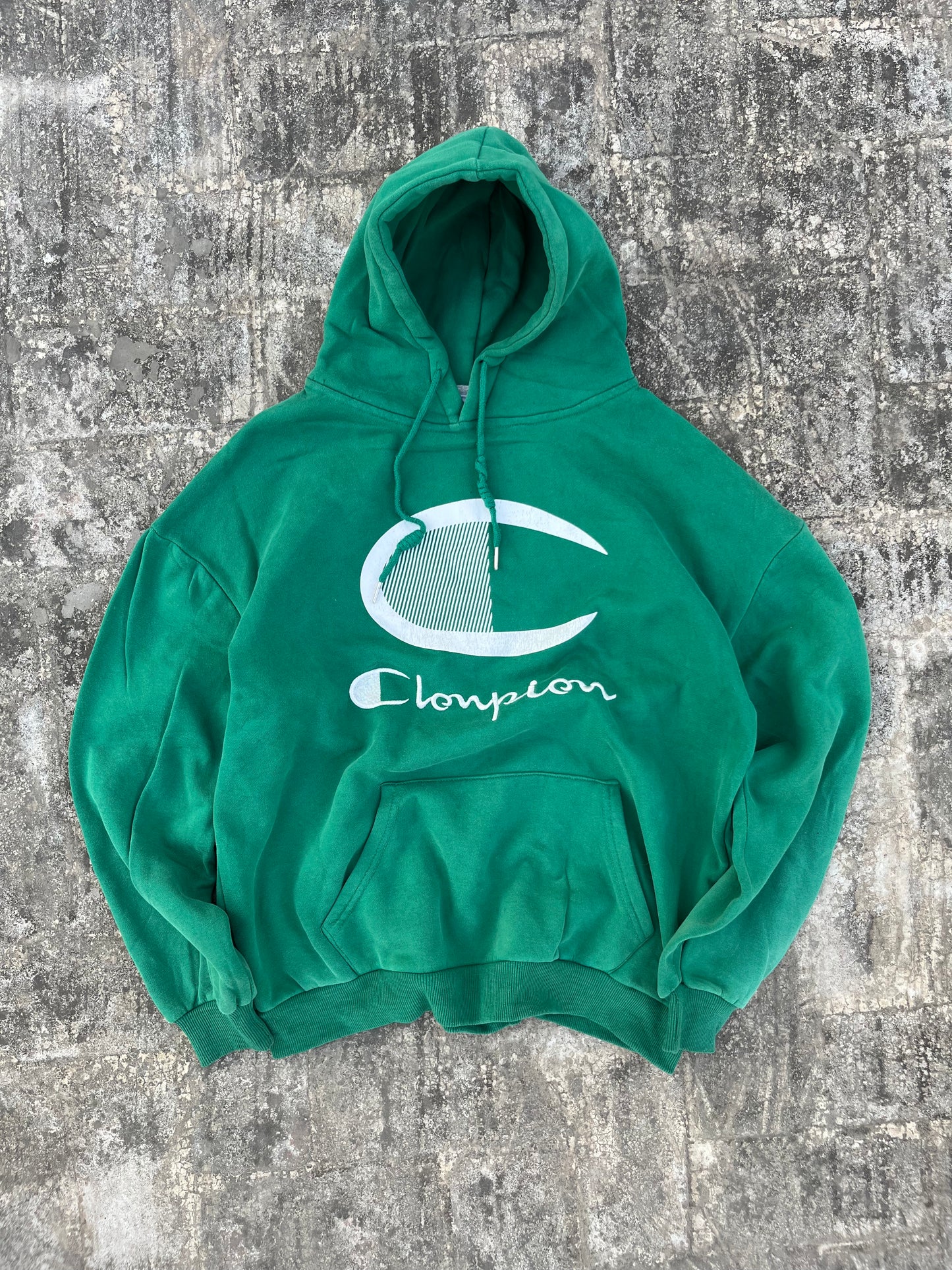 Vintage Champion Green Hoodie Oversized and Boxy Fit