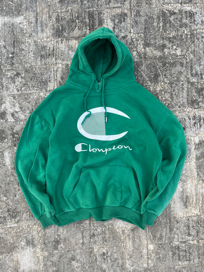 Vintage Champion Green Hoodie Oversized and Boxy Fit