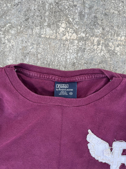 Vintage Polo by Ralph Lauren Maroon "R" Patchwork Tee (M)