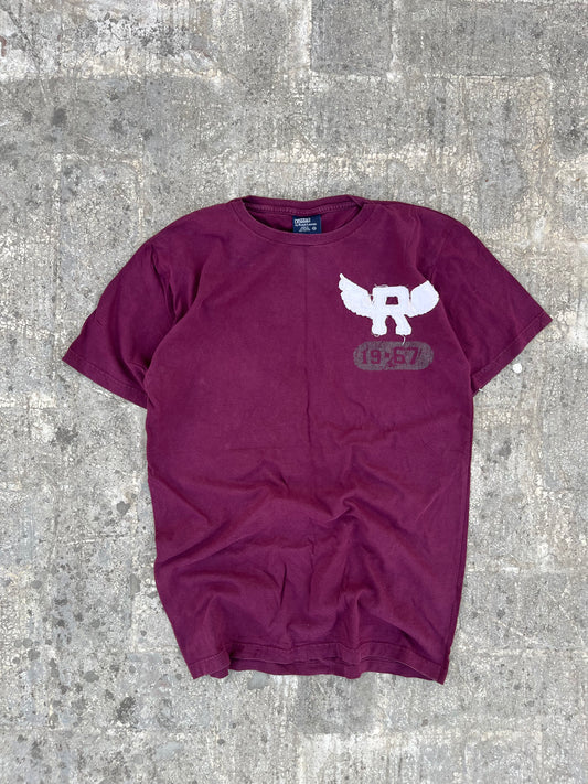 Vintage Polo by Ralph Lauren Maroon "R" Patchwork Tee (M)