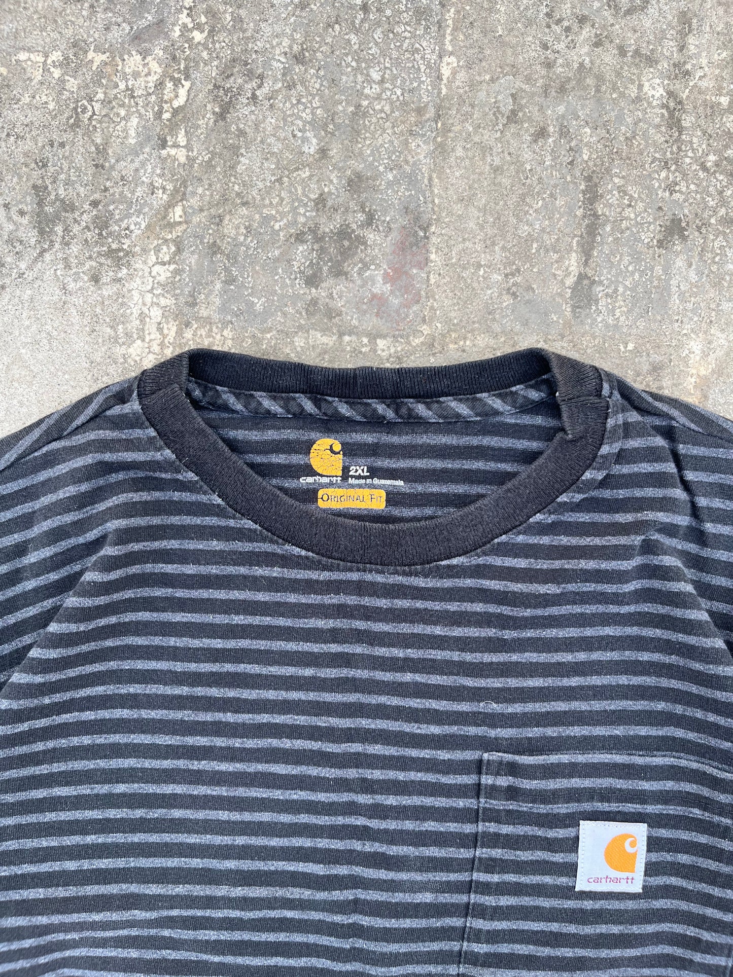 Carhartt Workwear Black and Grey Striped Tee (M)