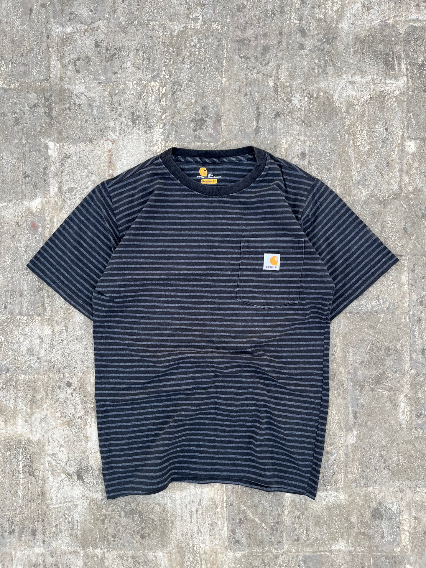 Carhartt Workwear Black and Grey Striped Tee (M)