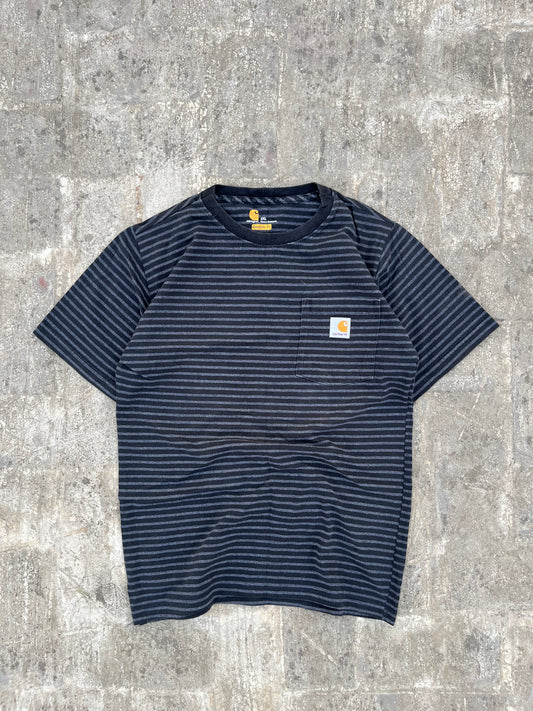 Carhartt Workwear Black and Grey Striped Tee (M)