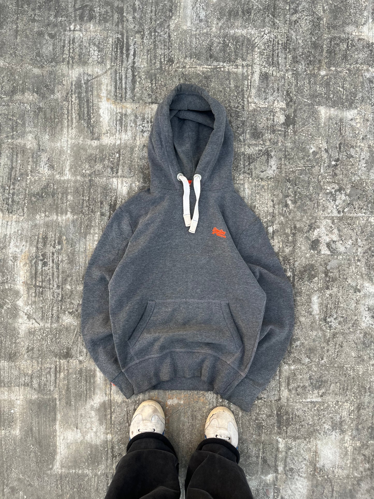 Vintage SuperDry Grey Orange Label Hoodie (M)