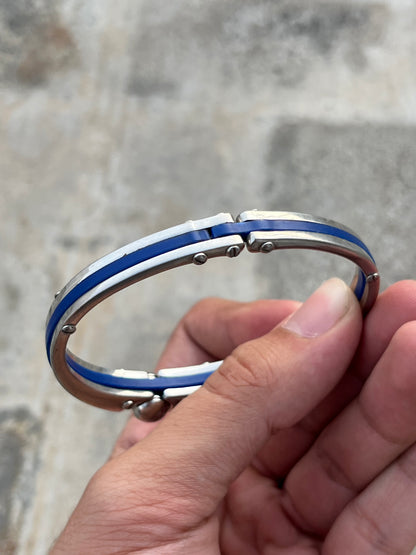 Vintage Heavy Metal Blue Striped Bracelet