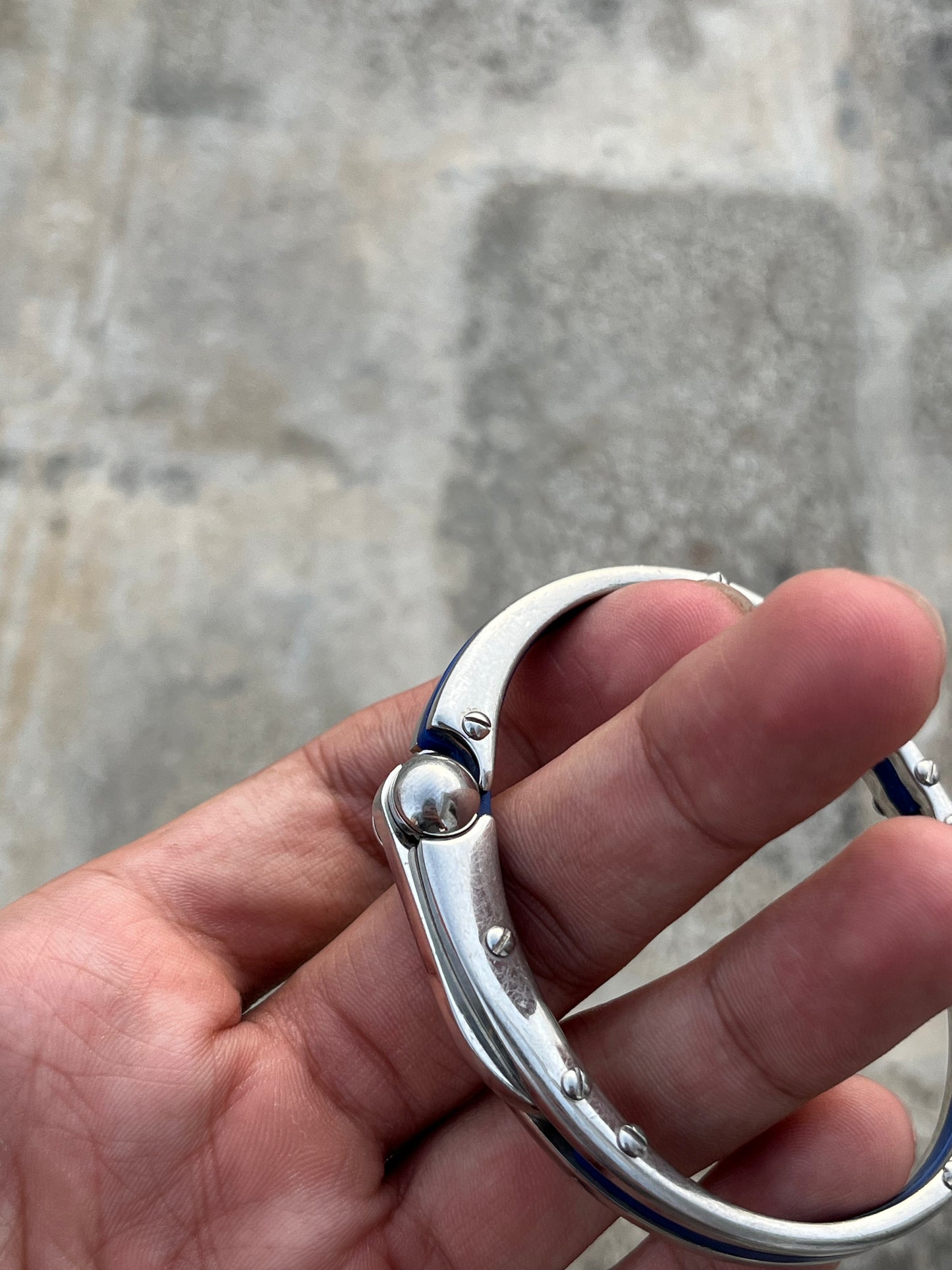 Vintage Heavy Metal Blue Striped Bracelet