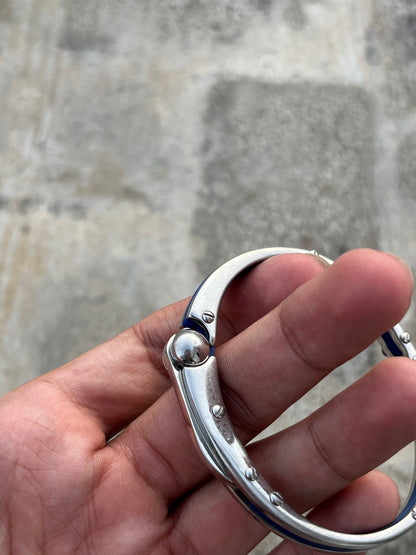 Vintage Heavy Metal Blue Striped Bracelet