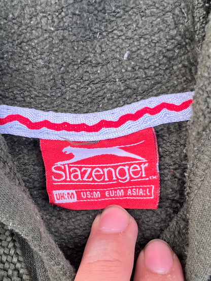 Vintage Slazenger Green Oversized Cropped Fit Hoodie (M)