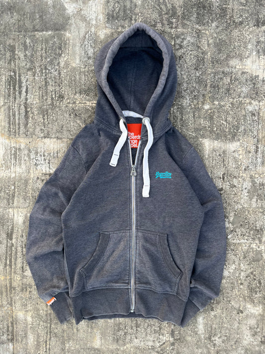 SuperDry Orange Label / Blue Logo Zipper Hoodie (M)
