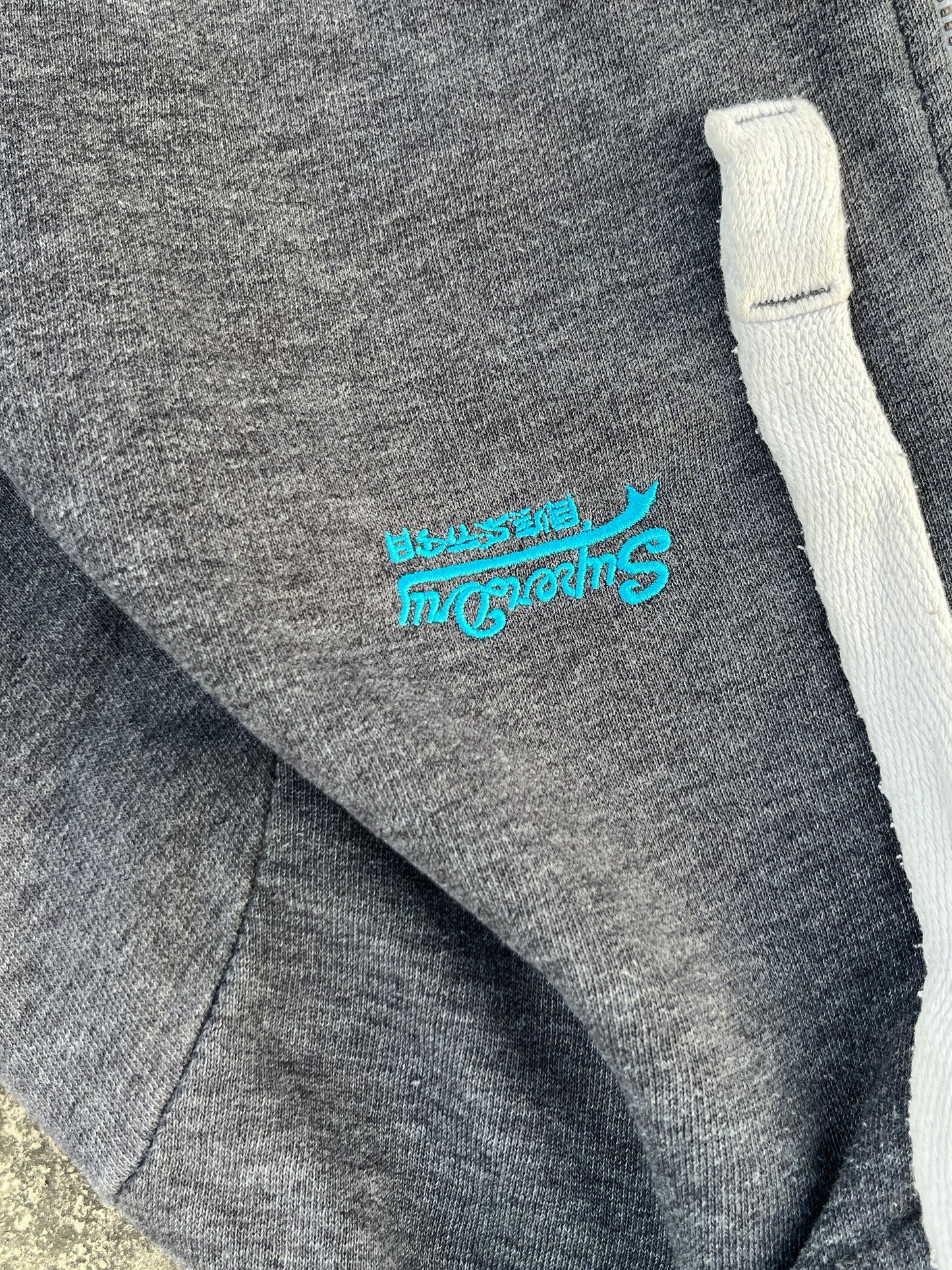 SuperDry Orange Label / Blue Logo Zipper Hoodie (M)