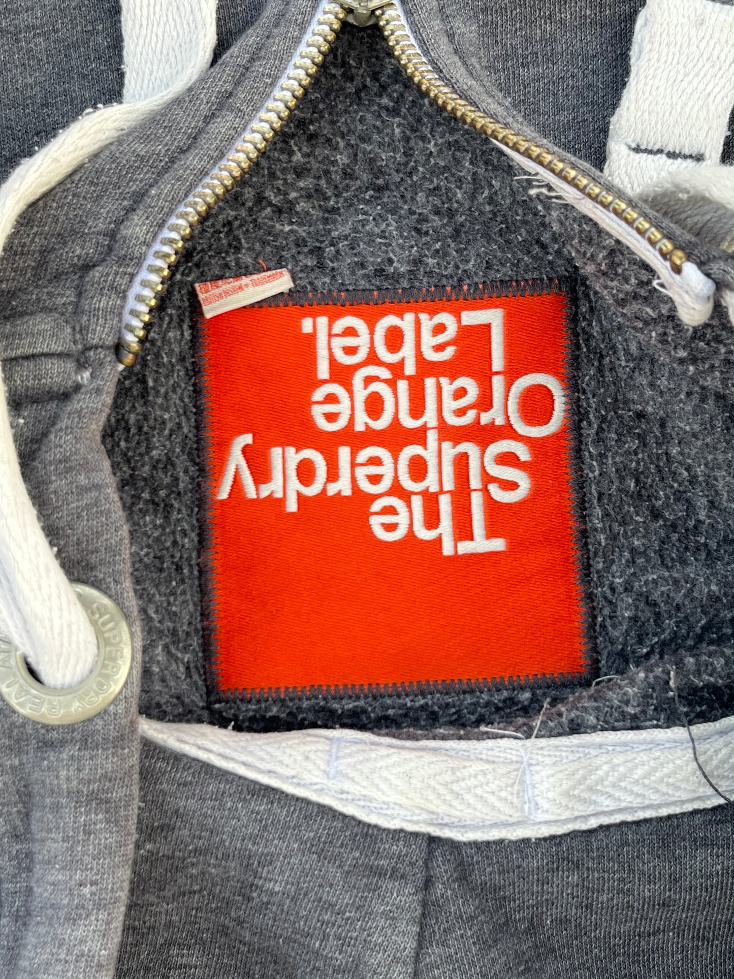 SuperDry Orange Label / Blue Logo Zipper Hoodie (M)