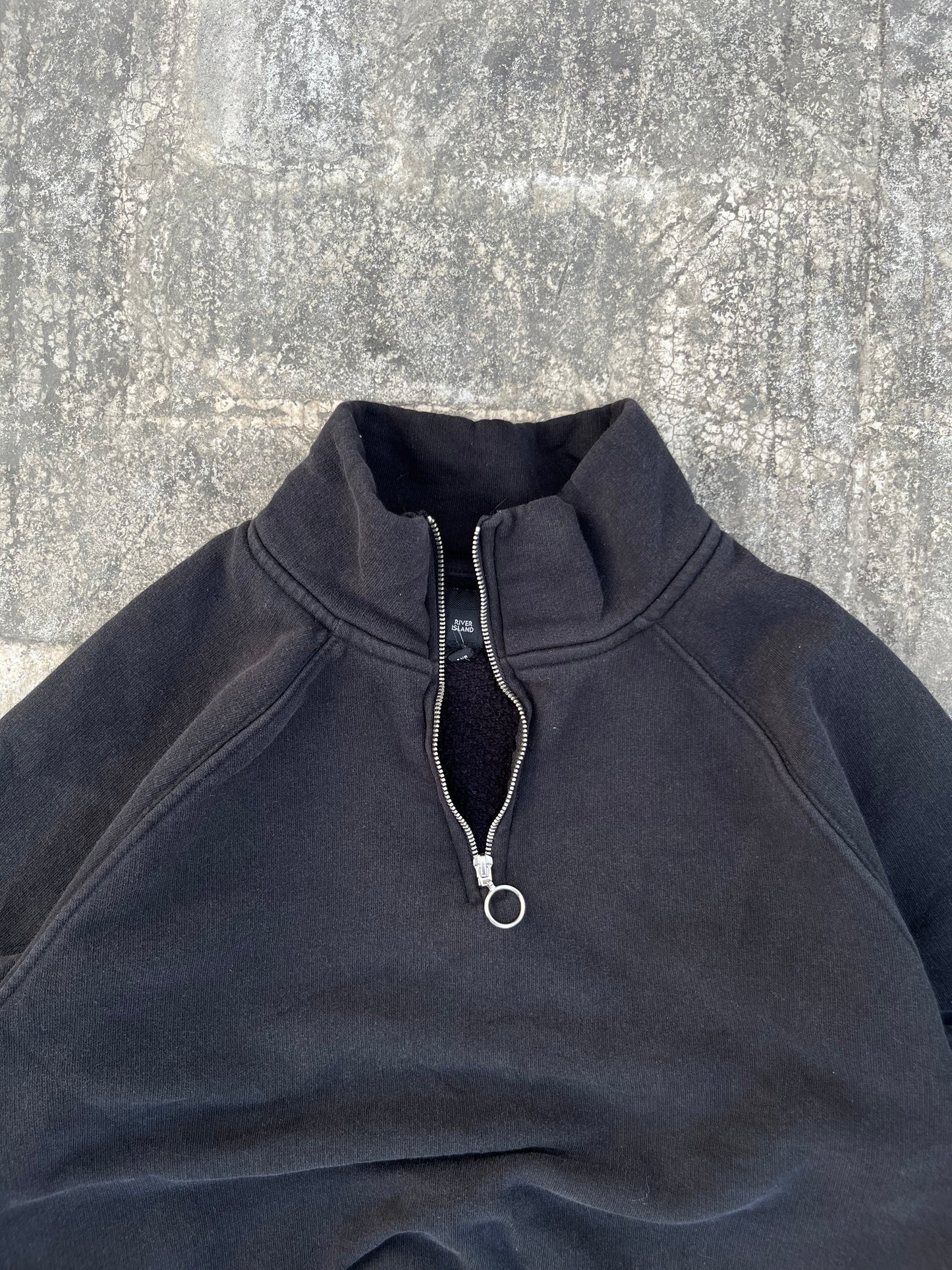 Vintage River Island Black Quarter Zip (S)
