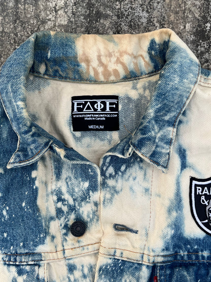 Vintage Custom Levi's NFL Raiders Denim Sleeveless Jacket (M)