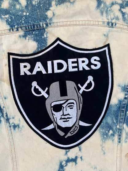 Vintage Custom Levi's NFL Raiders Denim Sleeveless Jacket (M)