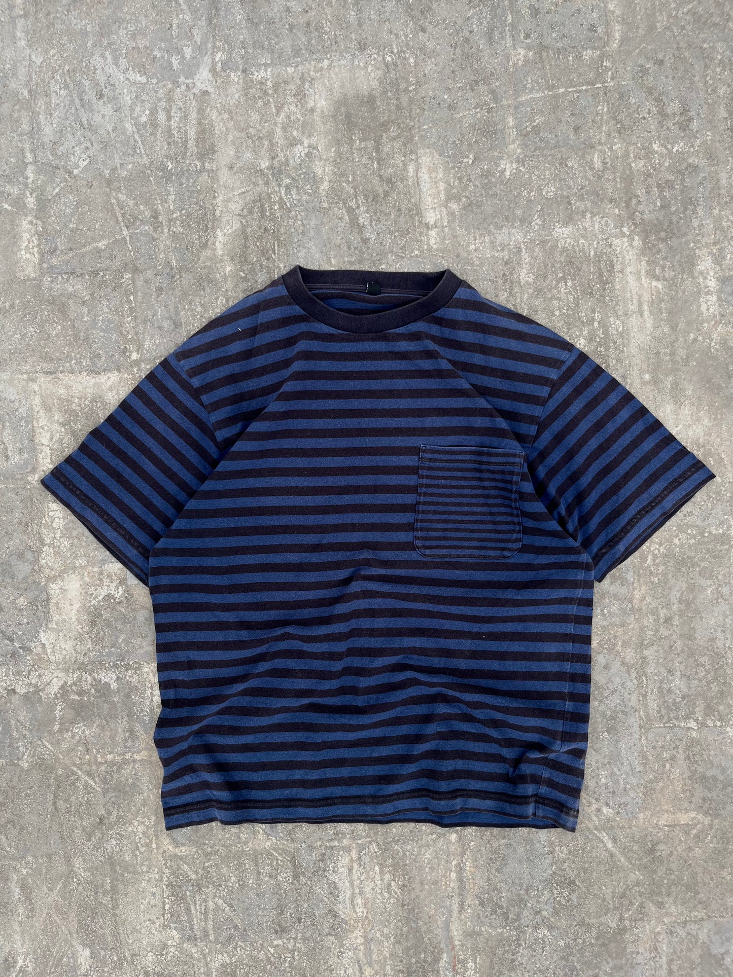 Uniqlo Black/Blue Stripes Heavy Cotton Workwear Tee (M)