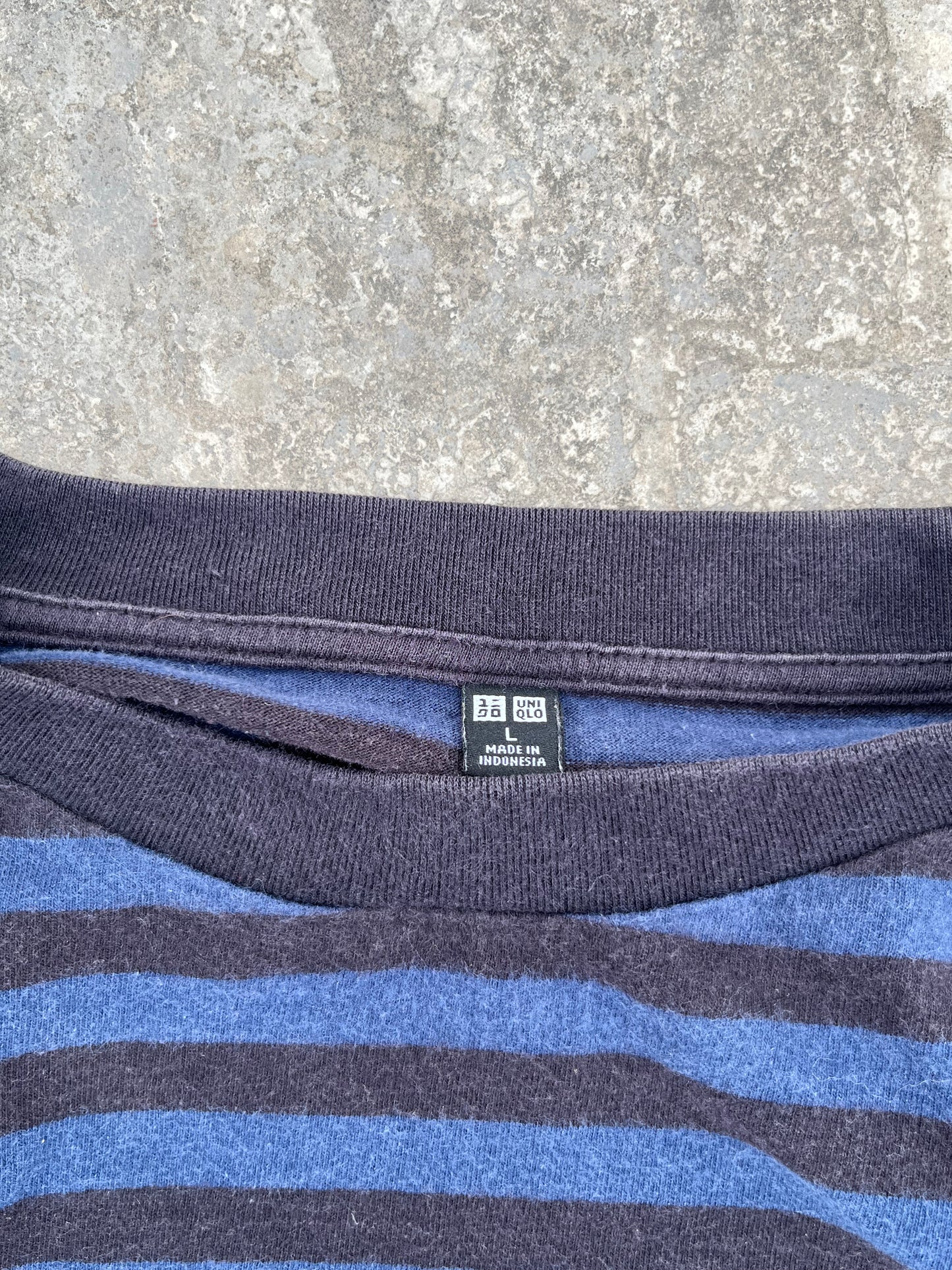 Uniqlo Black/Blue Stripes Heavy Cotton Workwear Tee (M)