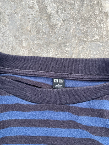 Uniqlo Black/Blue Stripes Heavy Cotton Workwear Tee (M)