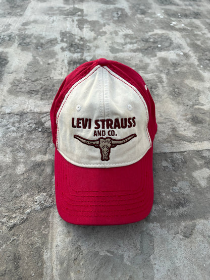 Vintage Levi's Maroon and Beige Cap